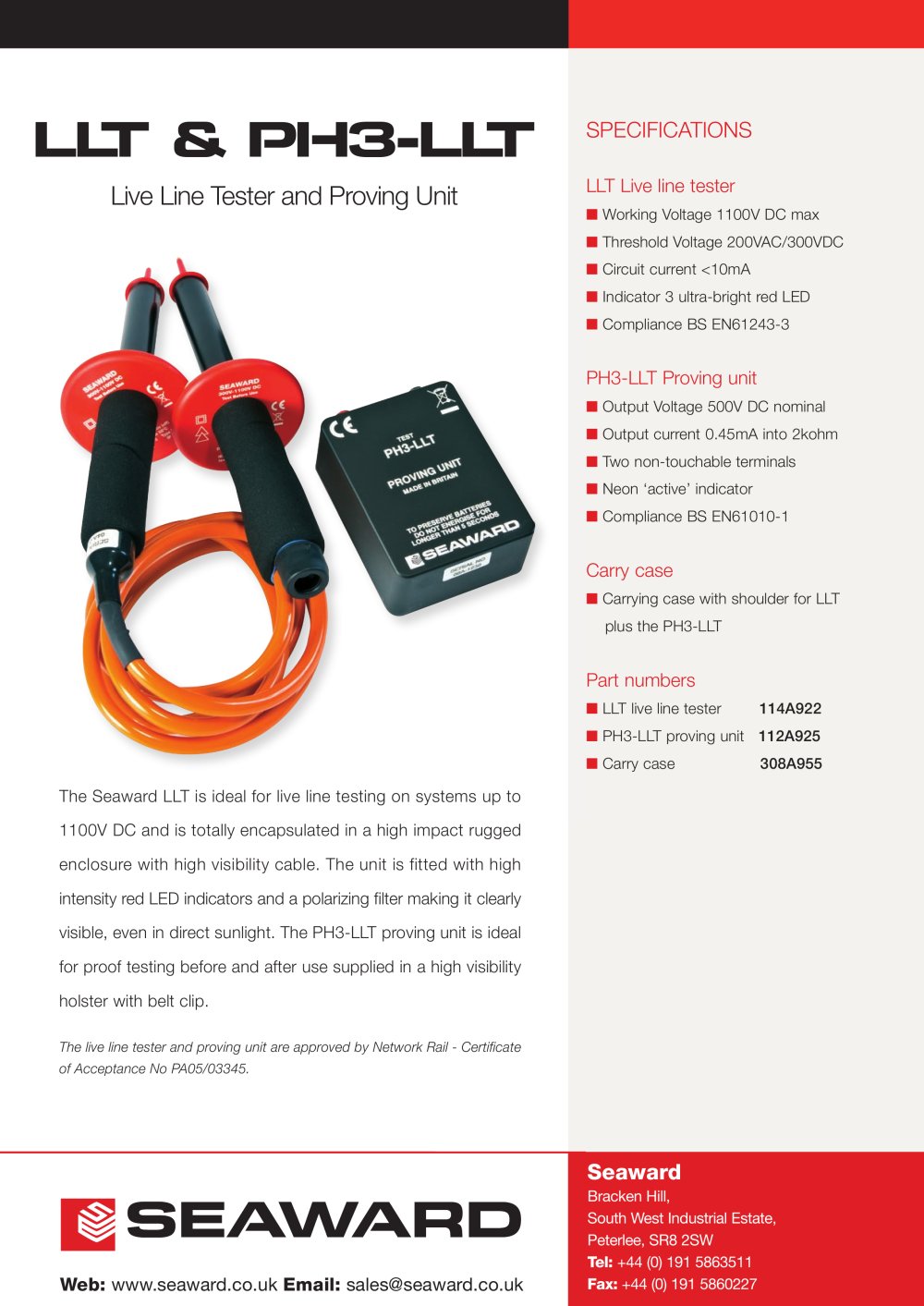 Live Line Tester Datasheet (LLT) - Seaward