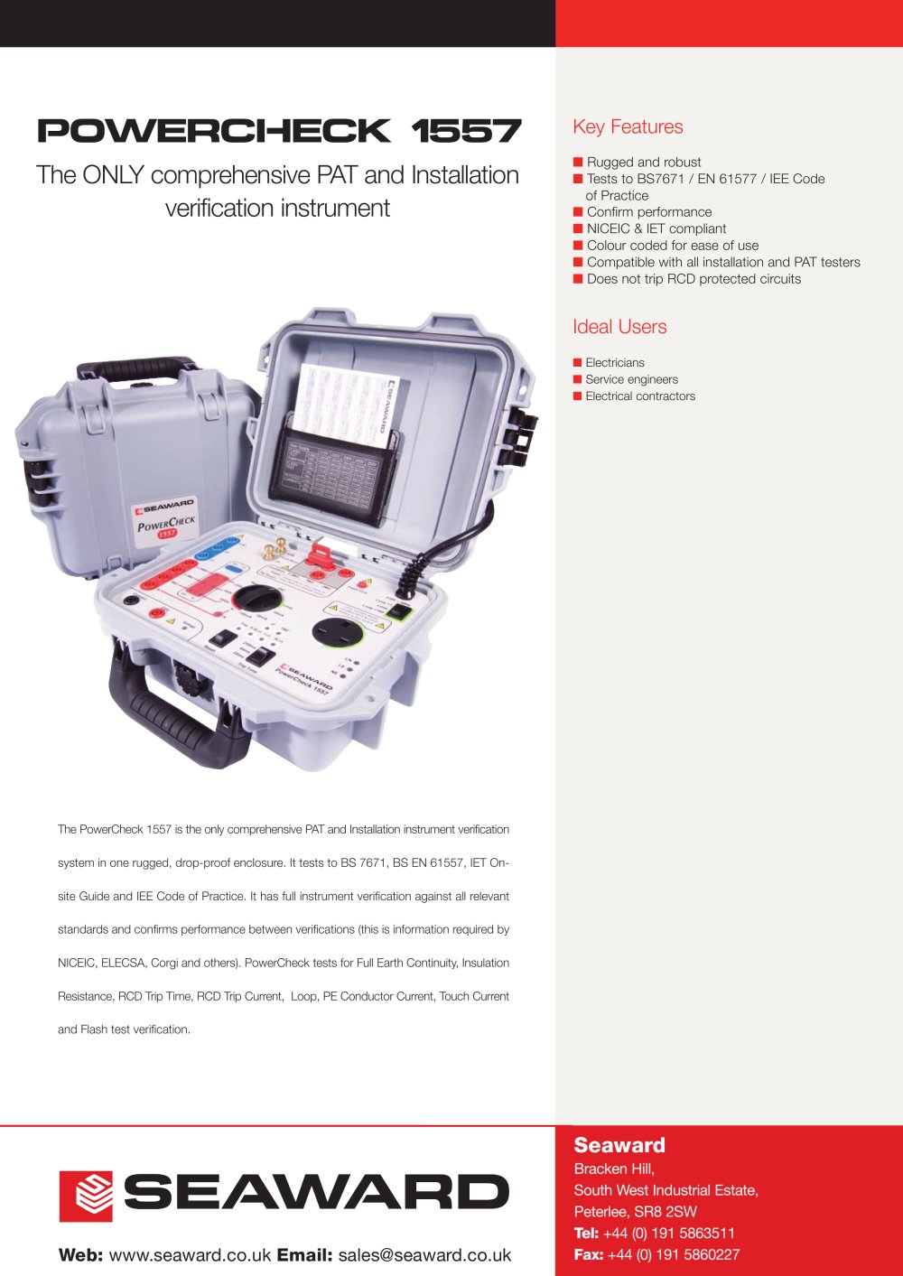 PowerCheck 1557 Datasheet - Seaward