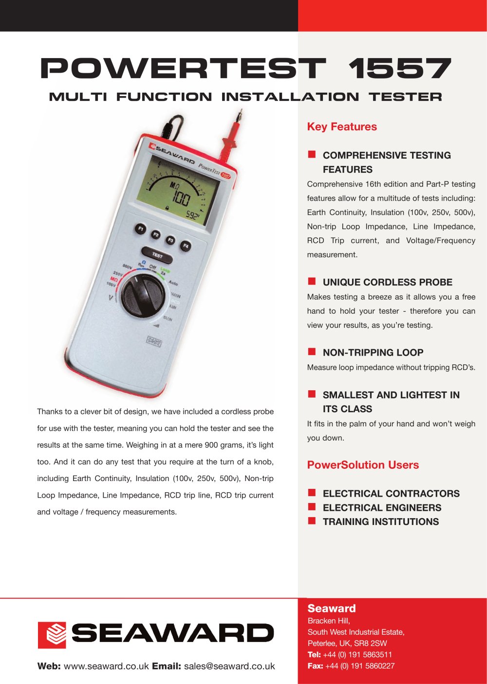 PowerTest 1557 Datasheet - Seaward