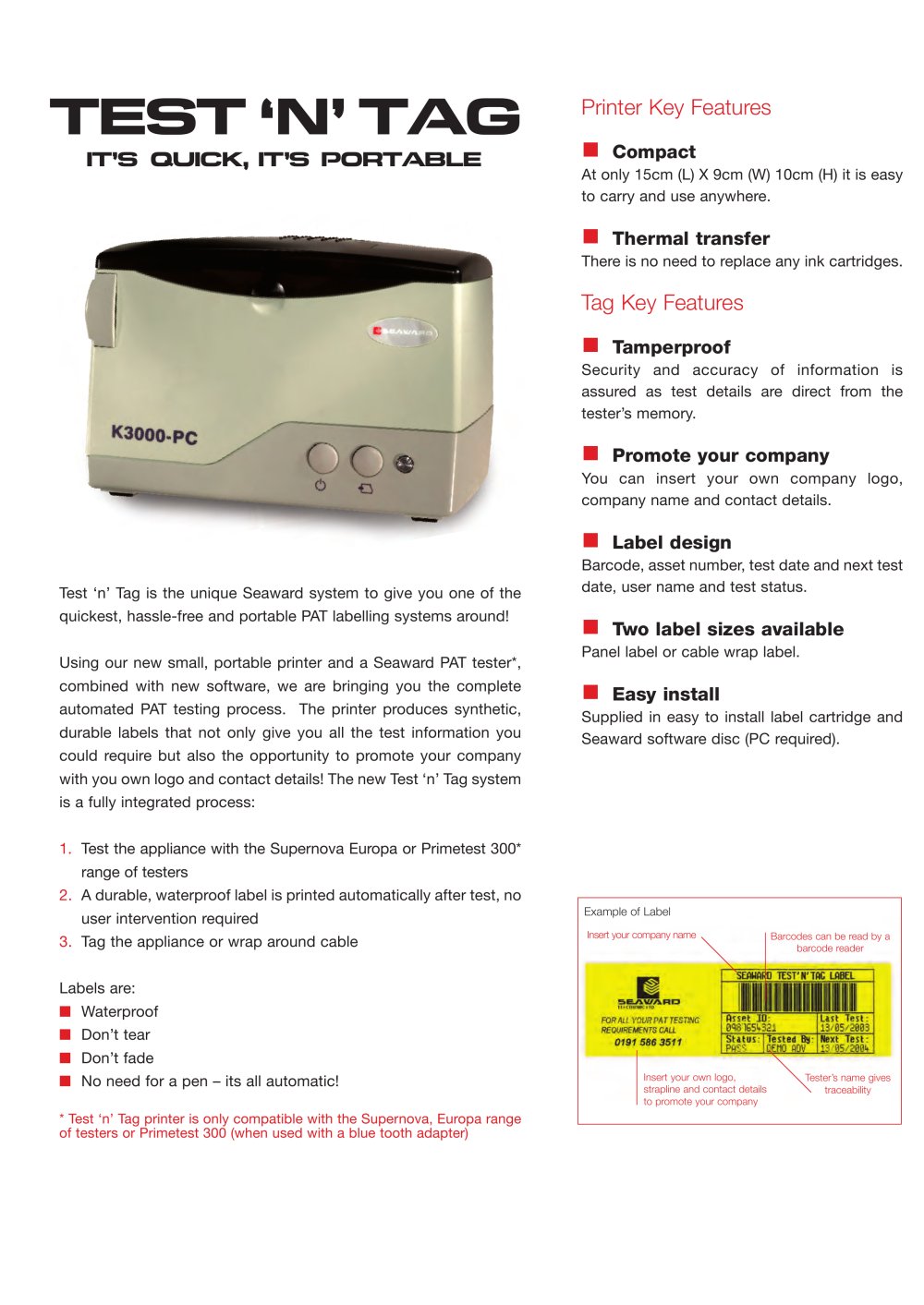 Test n Tag Datasheet - Seaward