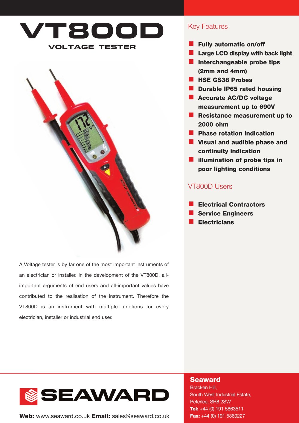 VT800D Datasheet - Seaward