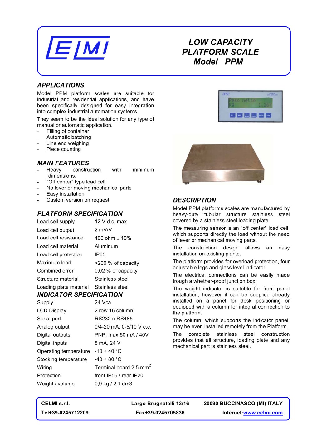 LOW CAPACITY PLATFORM SCALE - Celmi