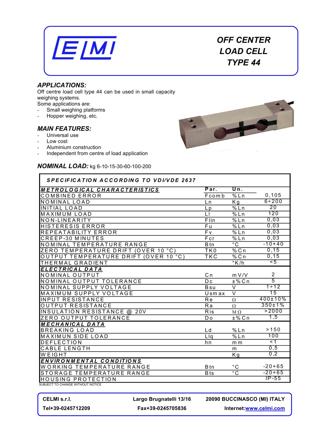 OFF CENTER LOAD CELL - Celmi