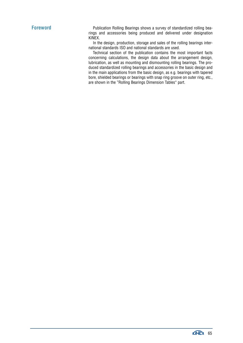 Basic information about bearings - KINEX-KLF