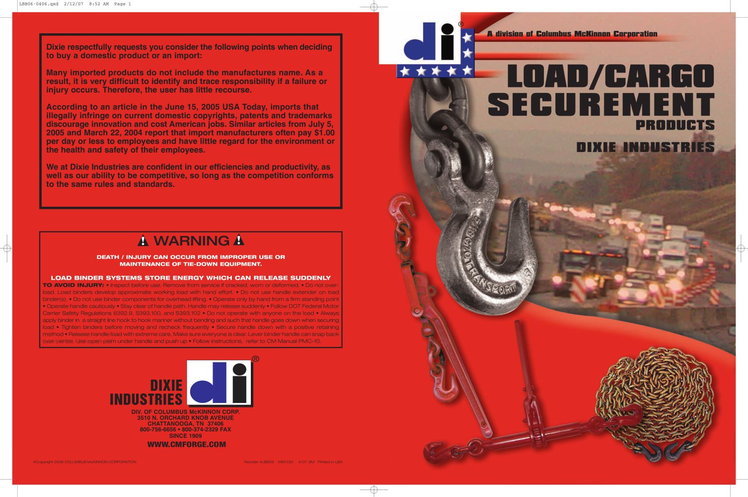 Dixie Road Securement Brochure - CM Industrial Products