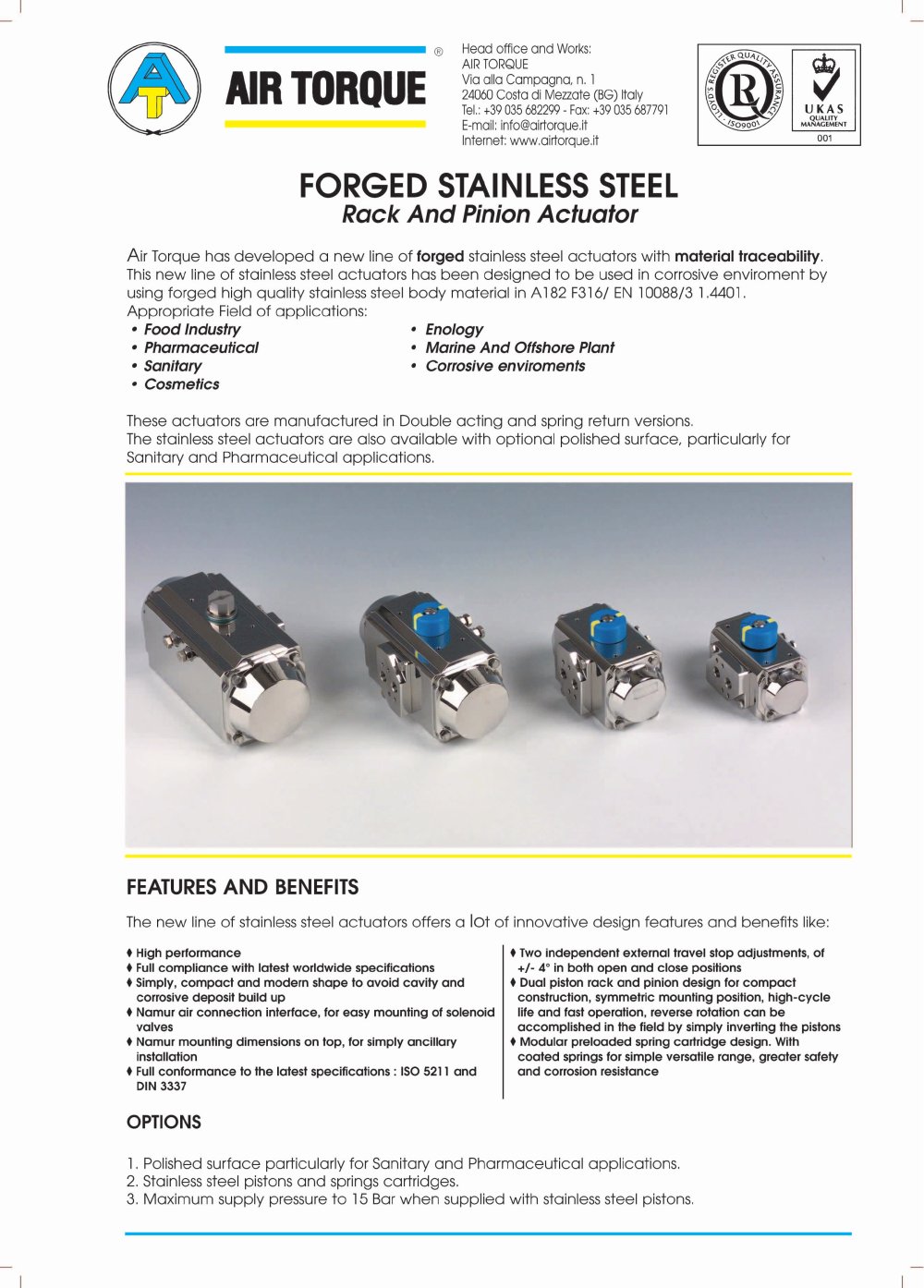 Forged Staineless Steel Rack and Pinion Actuator - Air Torque