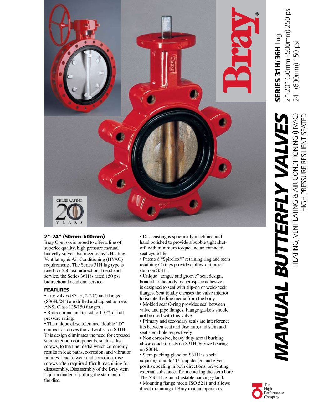 SERIES 31H/36H  Heating, Ventilating & Air Conditioning  (HVAC) - High Pressure - Bray International