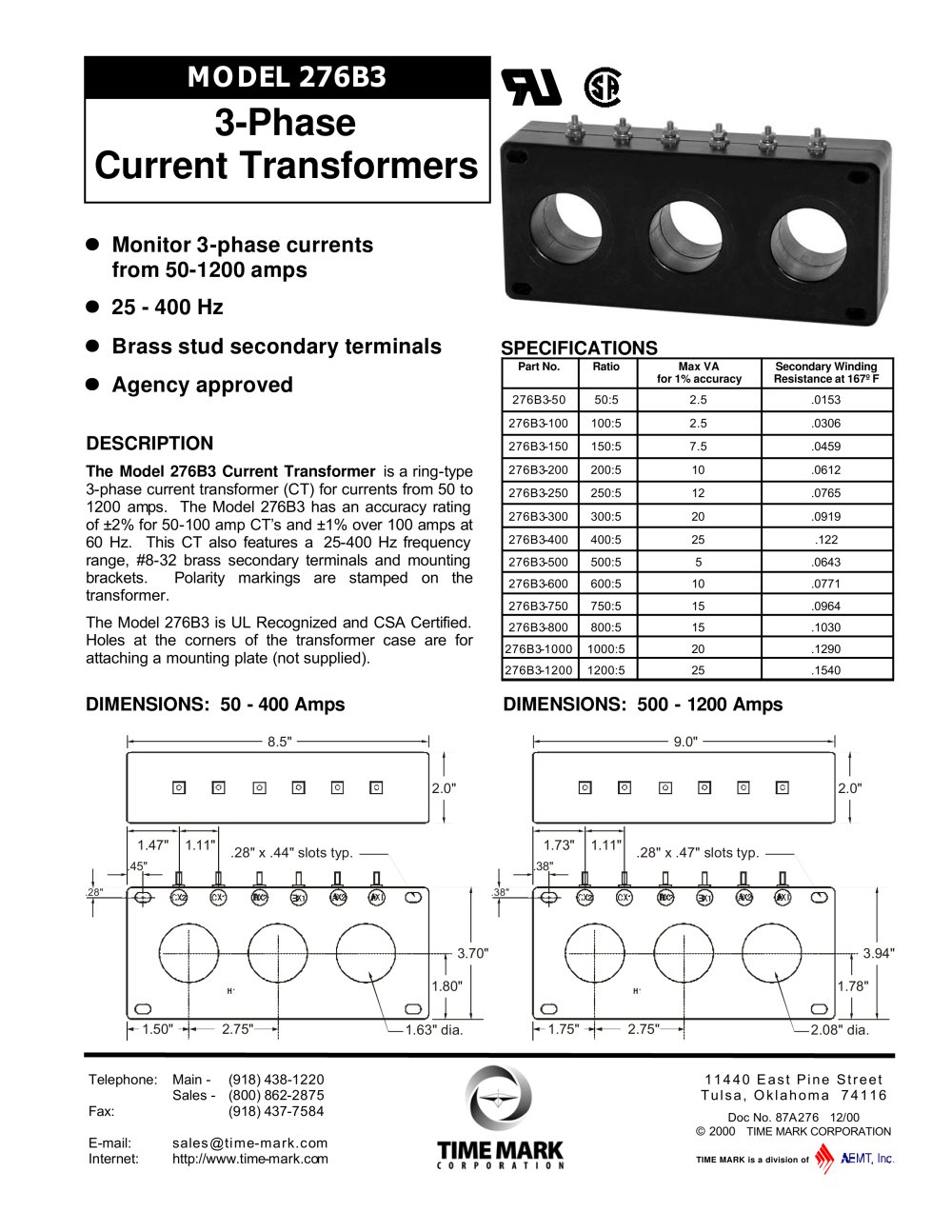 3 phase current transformer - Time Mark
