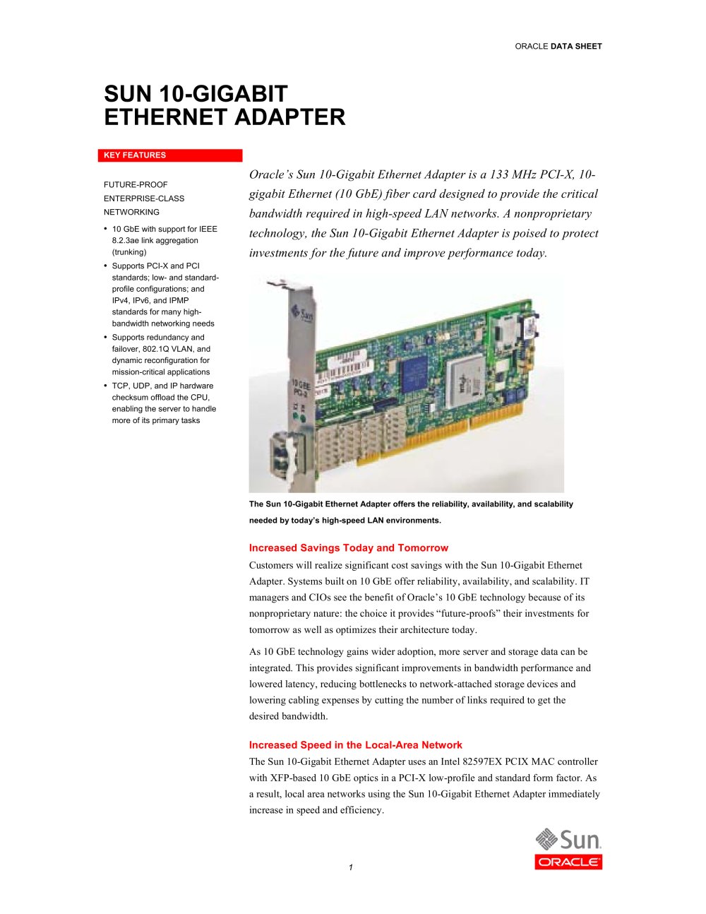Sun 10-Gigabit Ethernet Adapter - Oracle