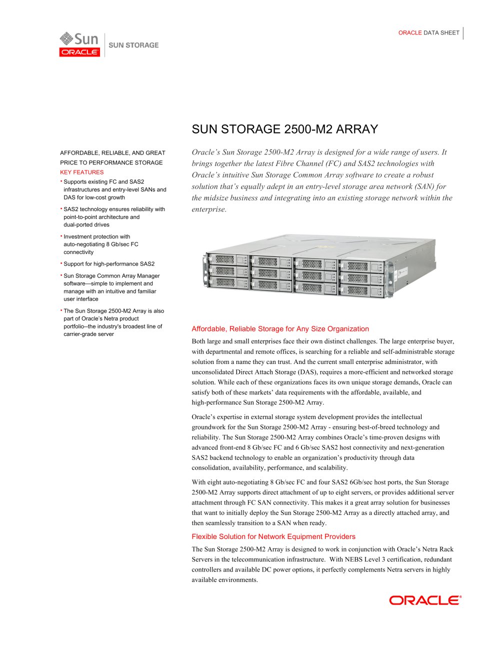 Sun Storage 2500-M2 Array - Oracle