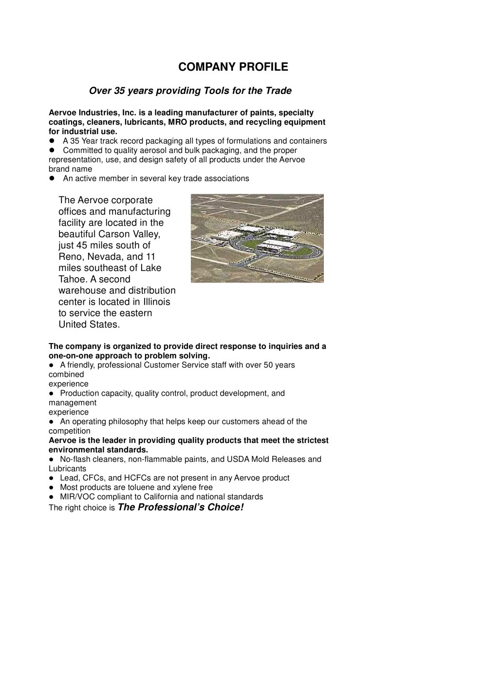 Company profile - Aervoe