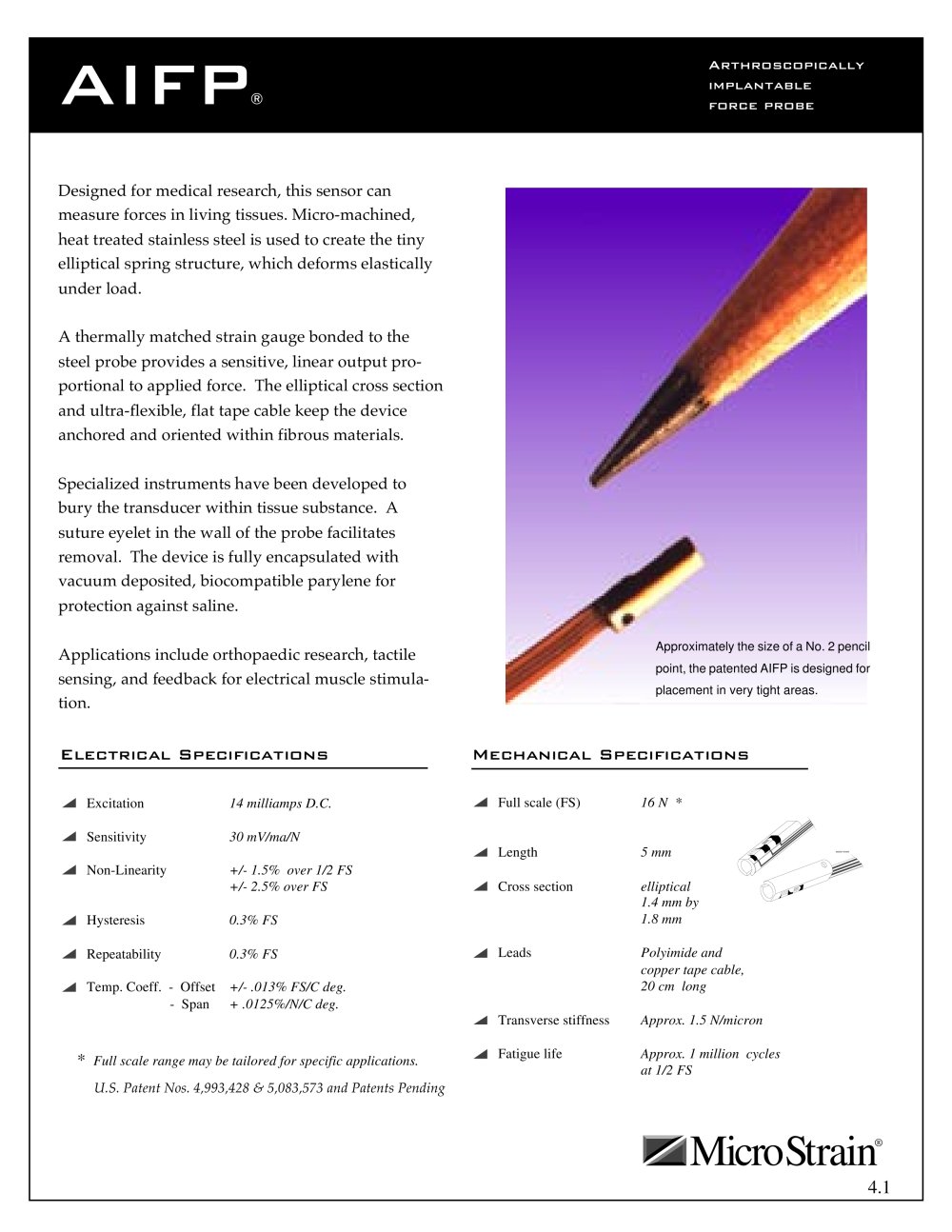 Arthroscopically Implantable Force Probe - MicroStrain