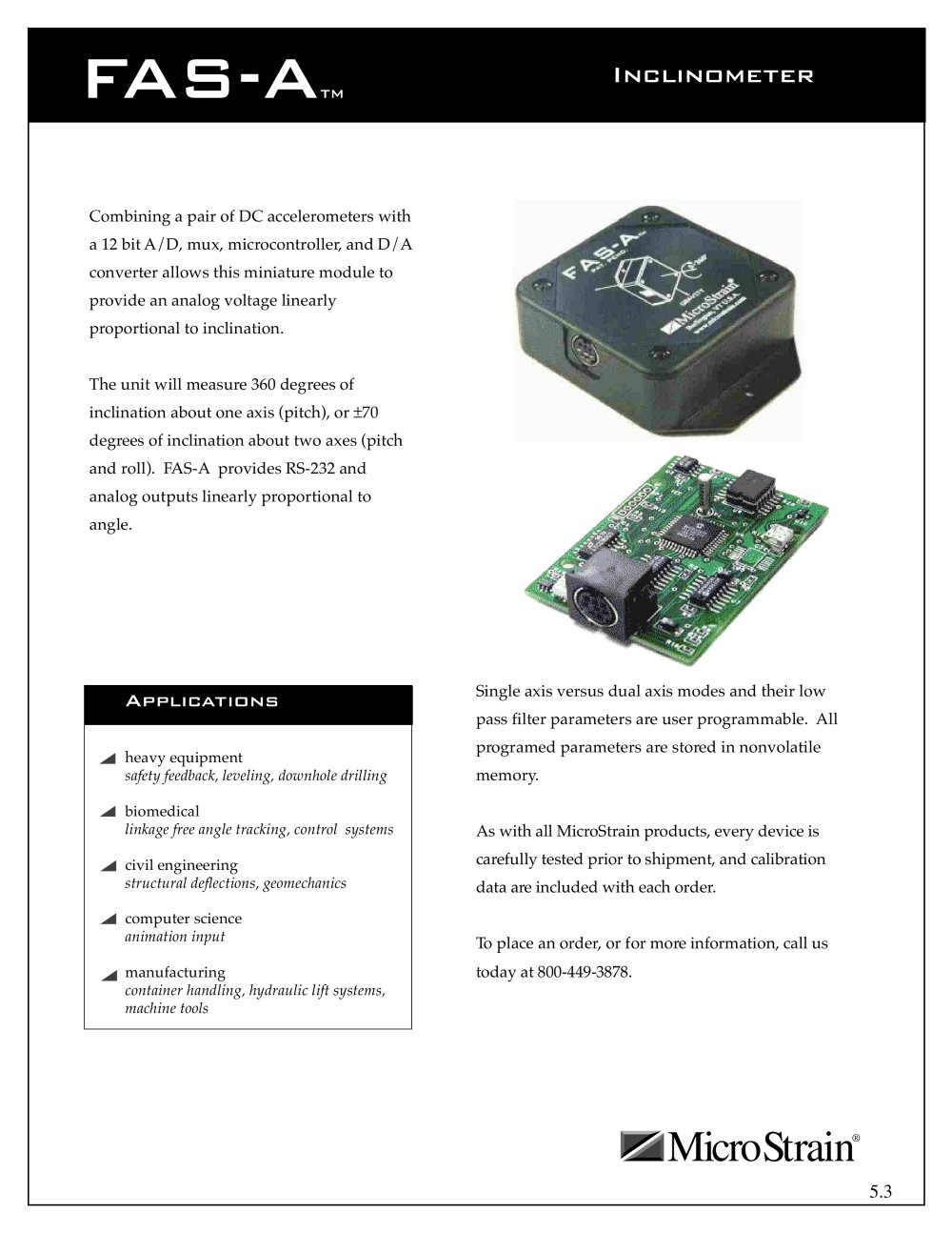 Inclinometers and Orientation Sensors FAS-A&reg; - MicroStrain