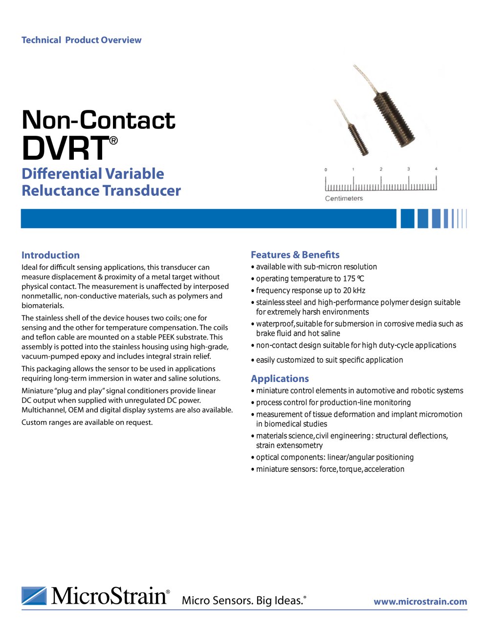 non-contact displacement sensor - MicroStrain