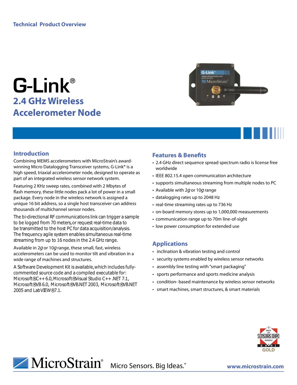 Wireless 2.4 GHz G-Link&reg; - MicroStrain