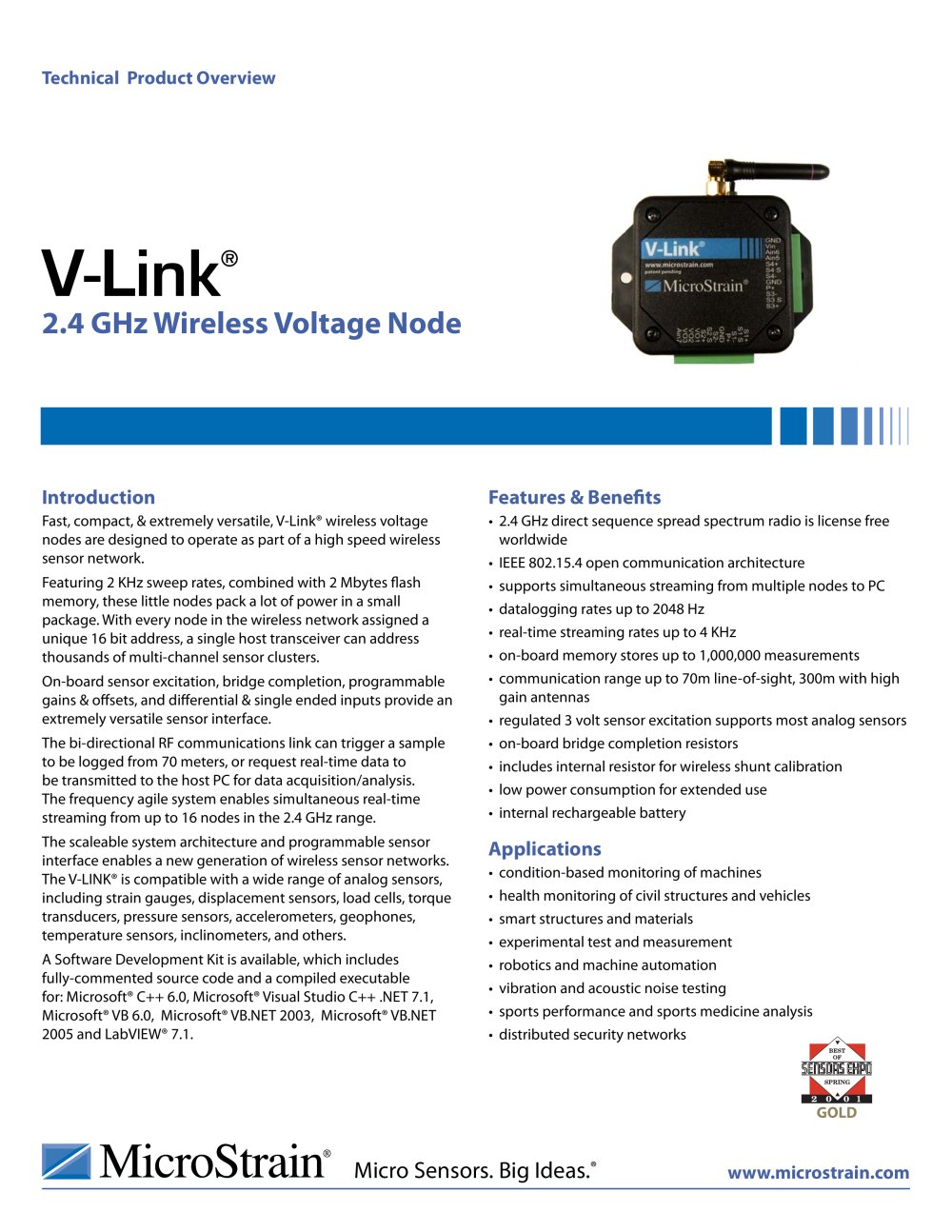 wireless sensor network 2.4 GHz V-Link&reg; - MicroStrain