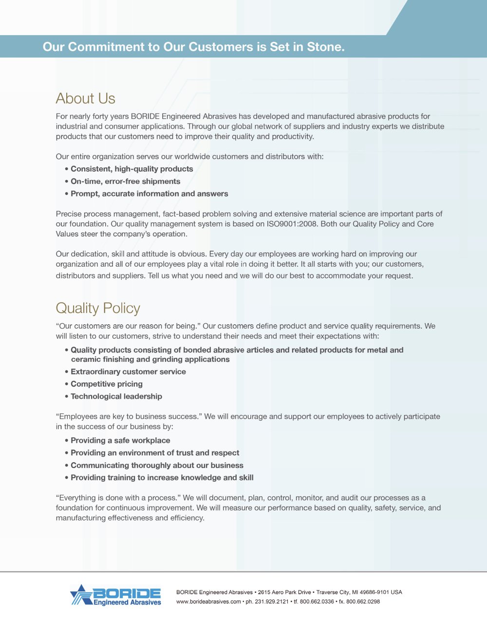 BORIDE Engineered Abrasives Product Catalog - BORIDE
