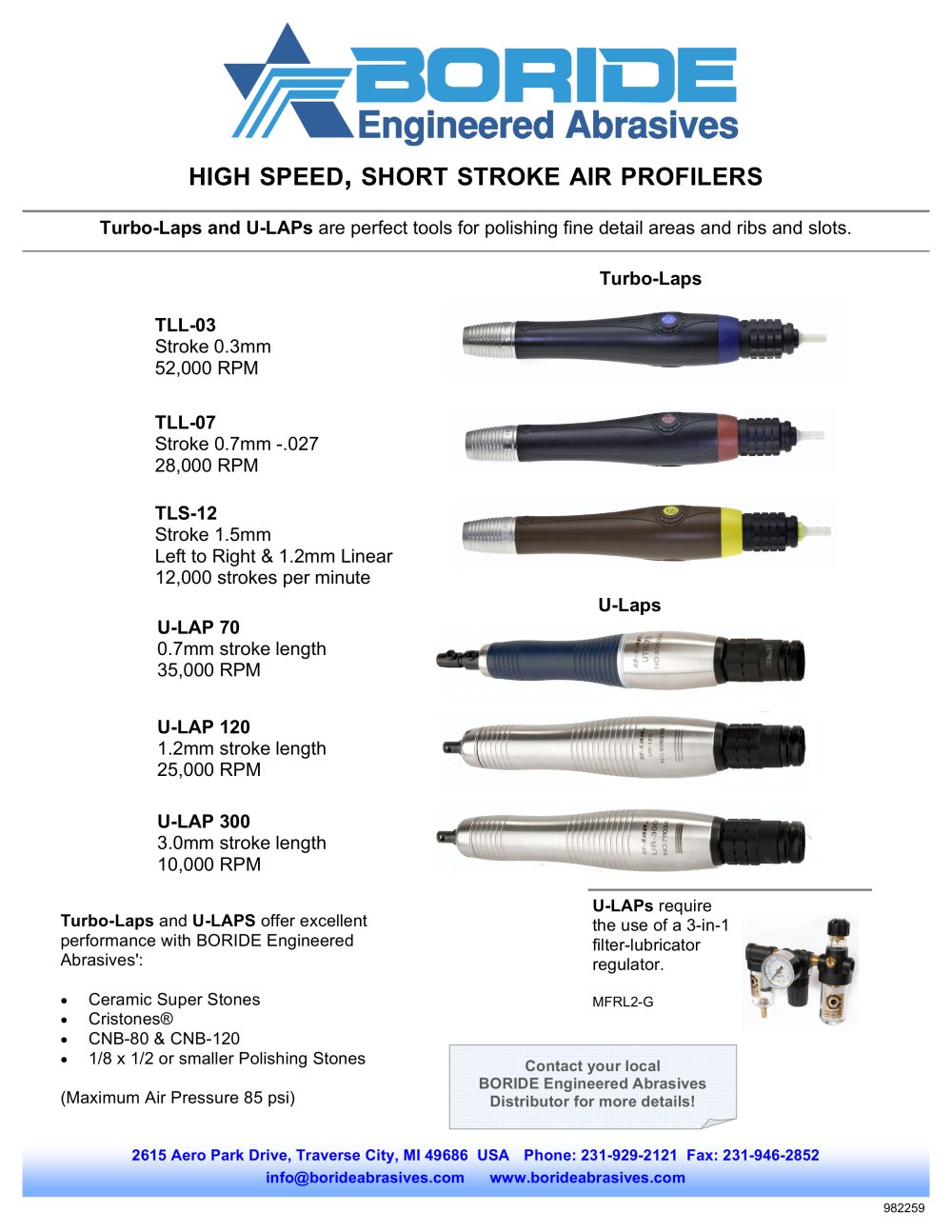 Turbolap and Air Grinder Product Sheet - BORIDE