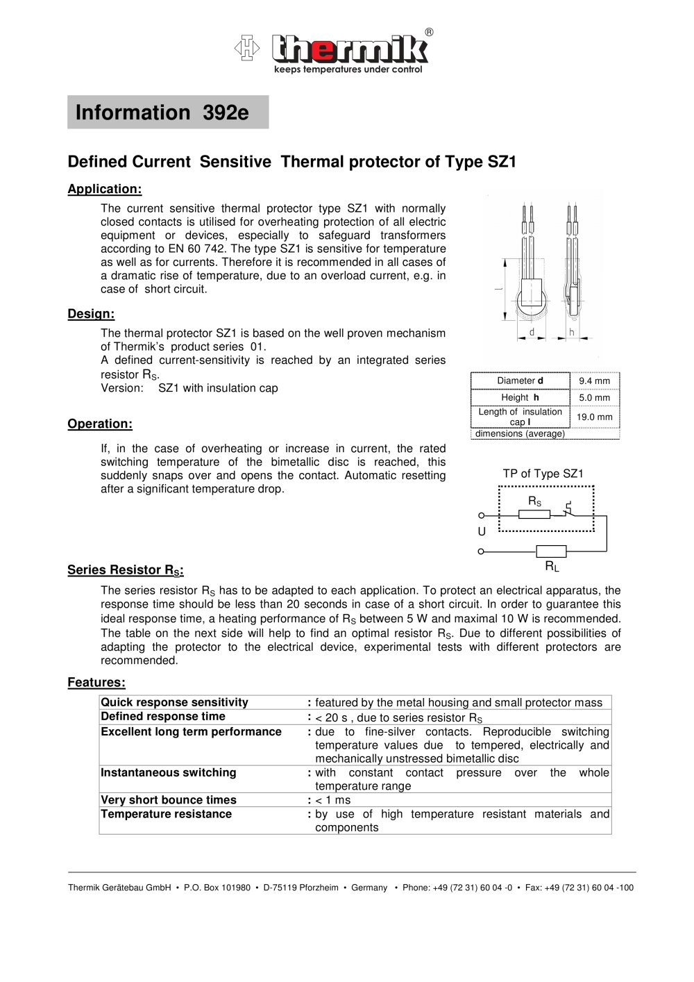 CZ1 - Thermal-Protectors without insulation cap - Thermik