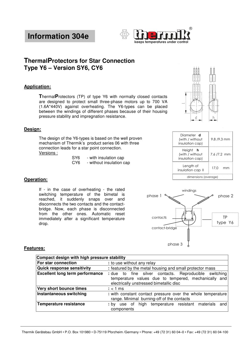 ThermalProtectors for Star Connection - Thermik