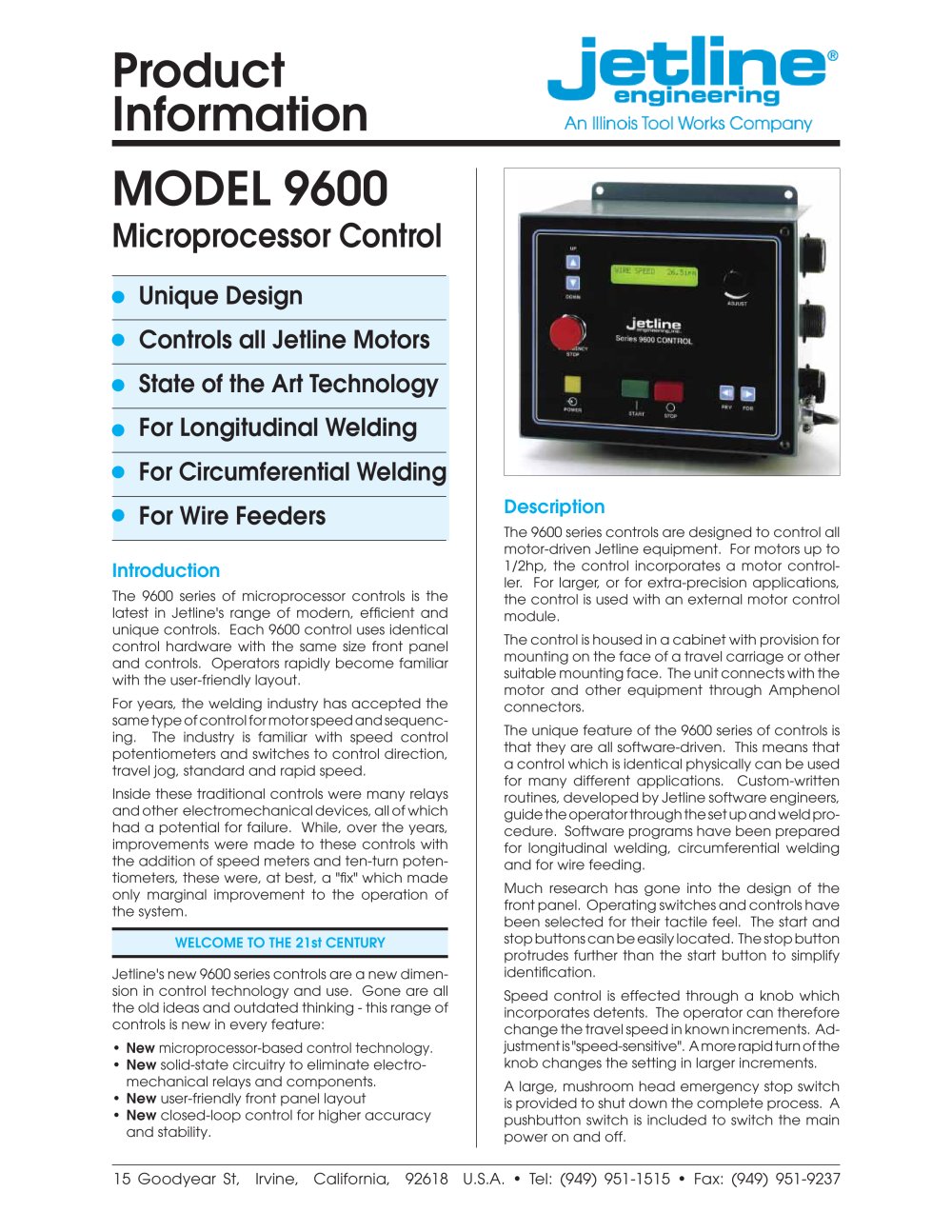 9600 Microprocessor Control - Jet Line Engineering