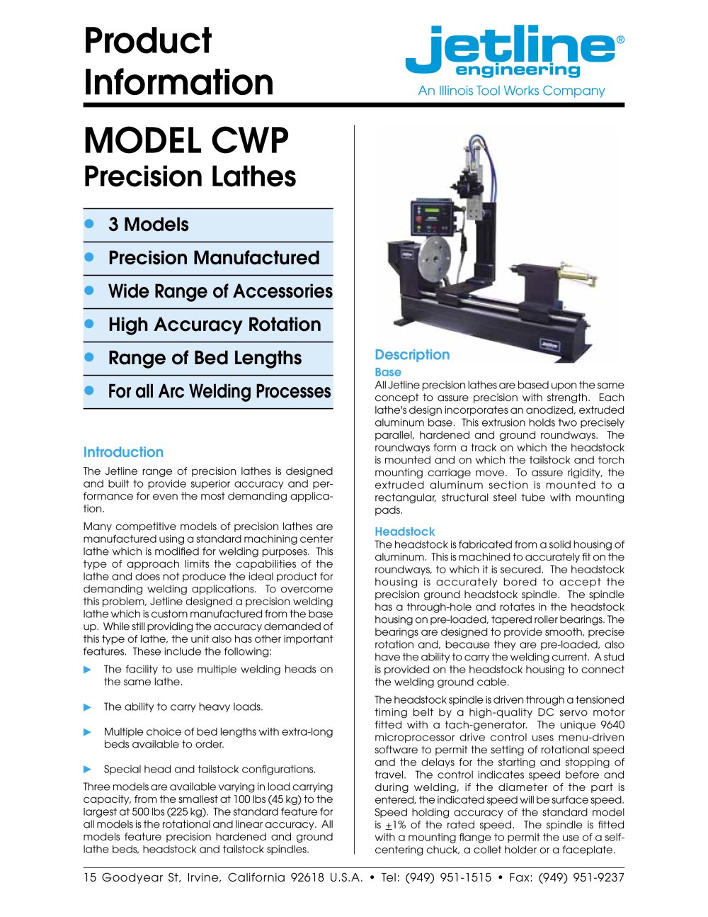 CWP Precision Welding Lathe - Jet Line Engineering