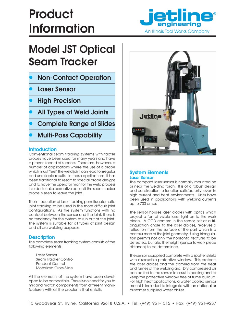 JST Optical / Laser Seam Tracker - Jet Line Engineering