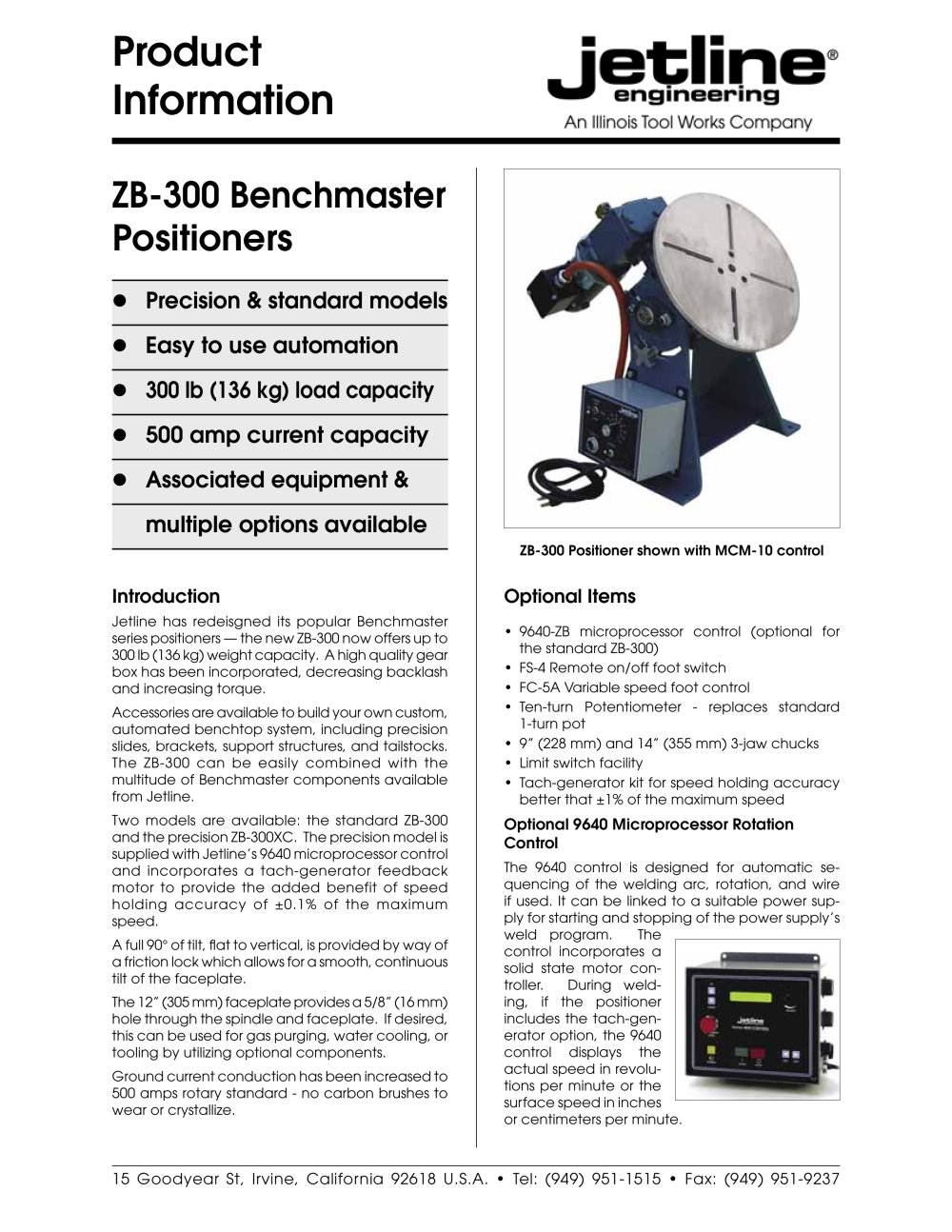 ZB-300 Welding Positioner - Jet Line Engineering