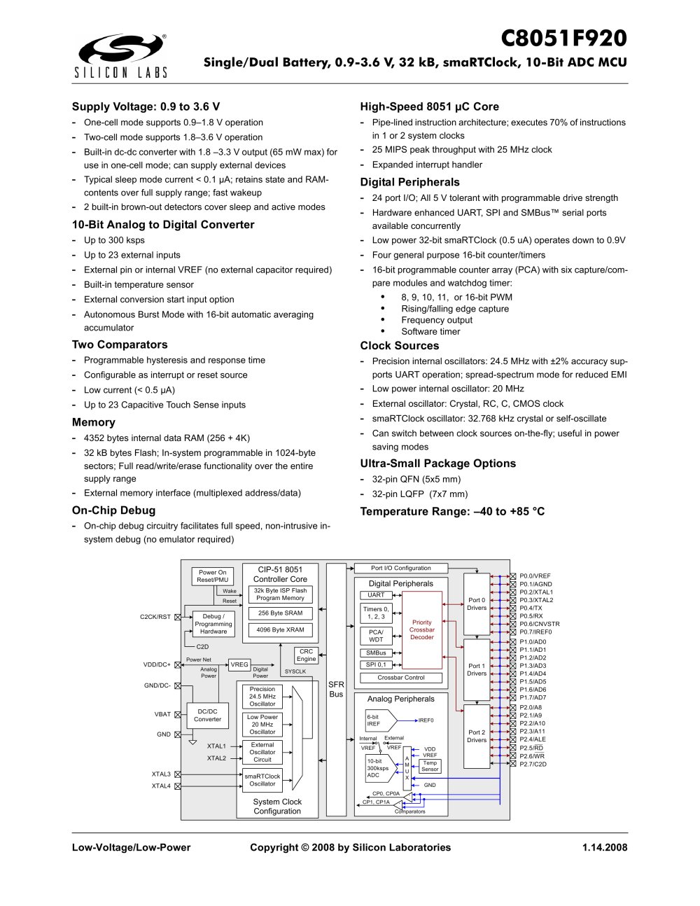 Low-Voltage/Low-Power MCUs - Silicon Laboratories