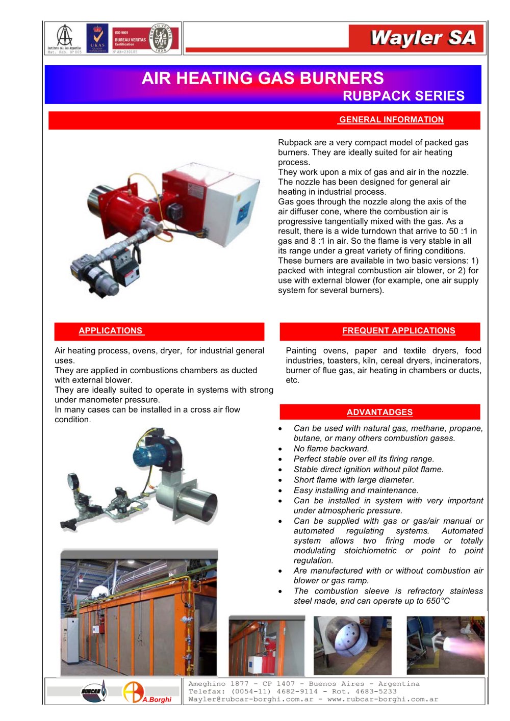 Compacts Industrial Burners - Rubpack Series - Wayler