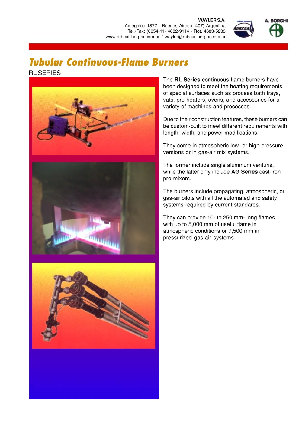 Continous flame burners RL Series - Wayler