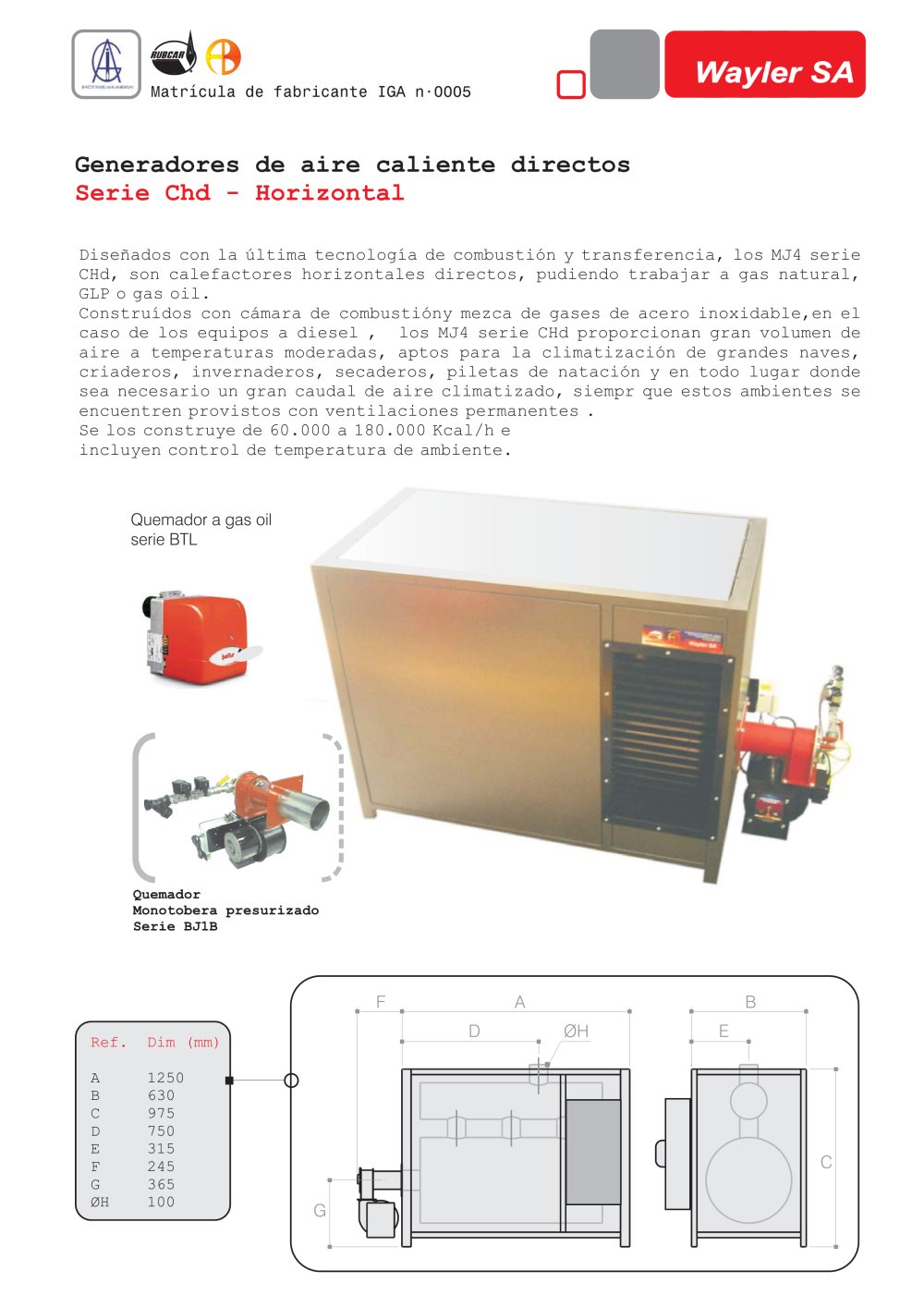 Gas turbo heaters/MJ4 CHI Series - Wayler