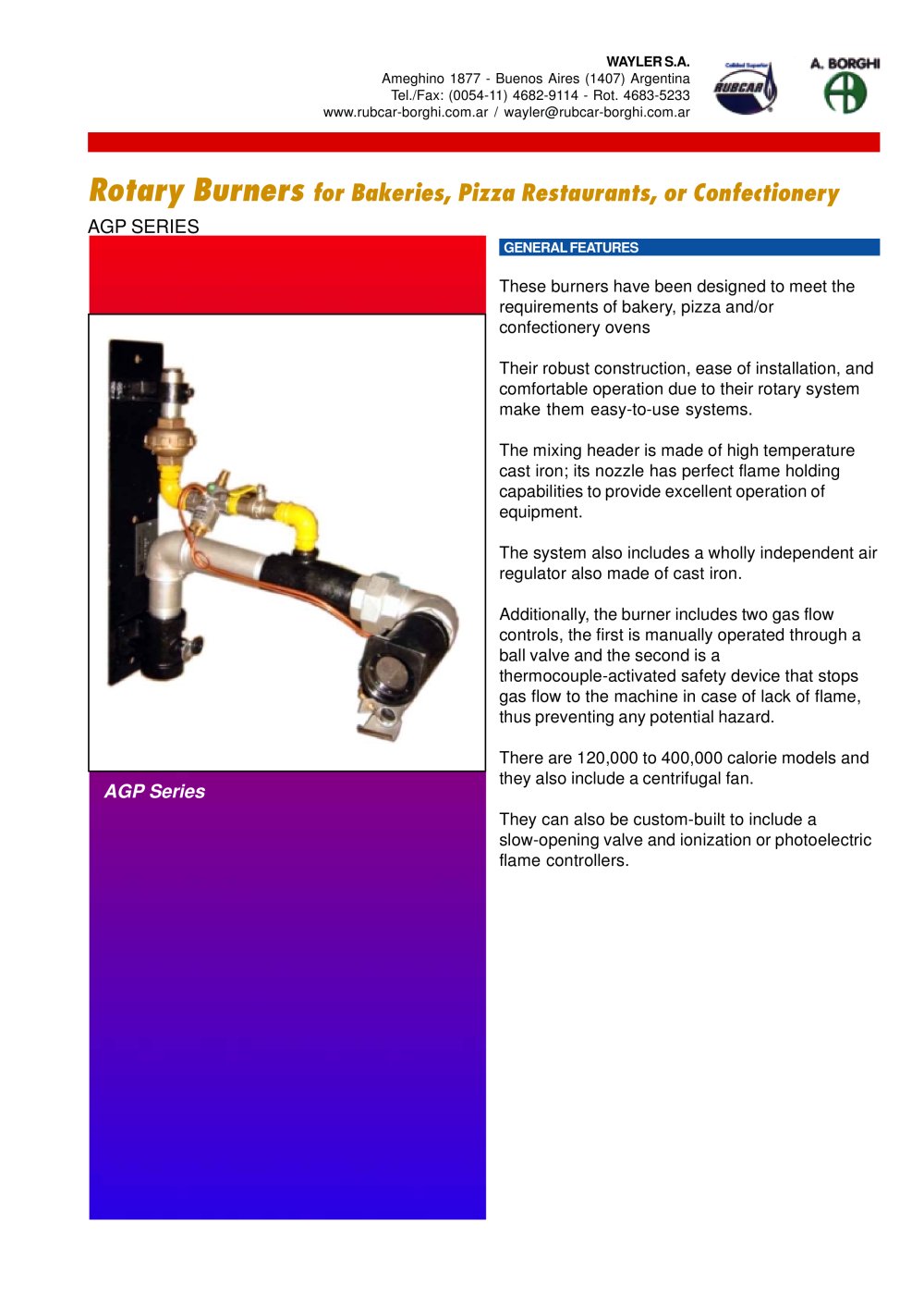 Rotary burners AGP Series - Wayler