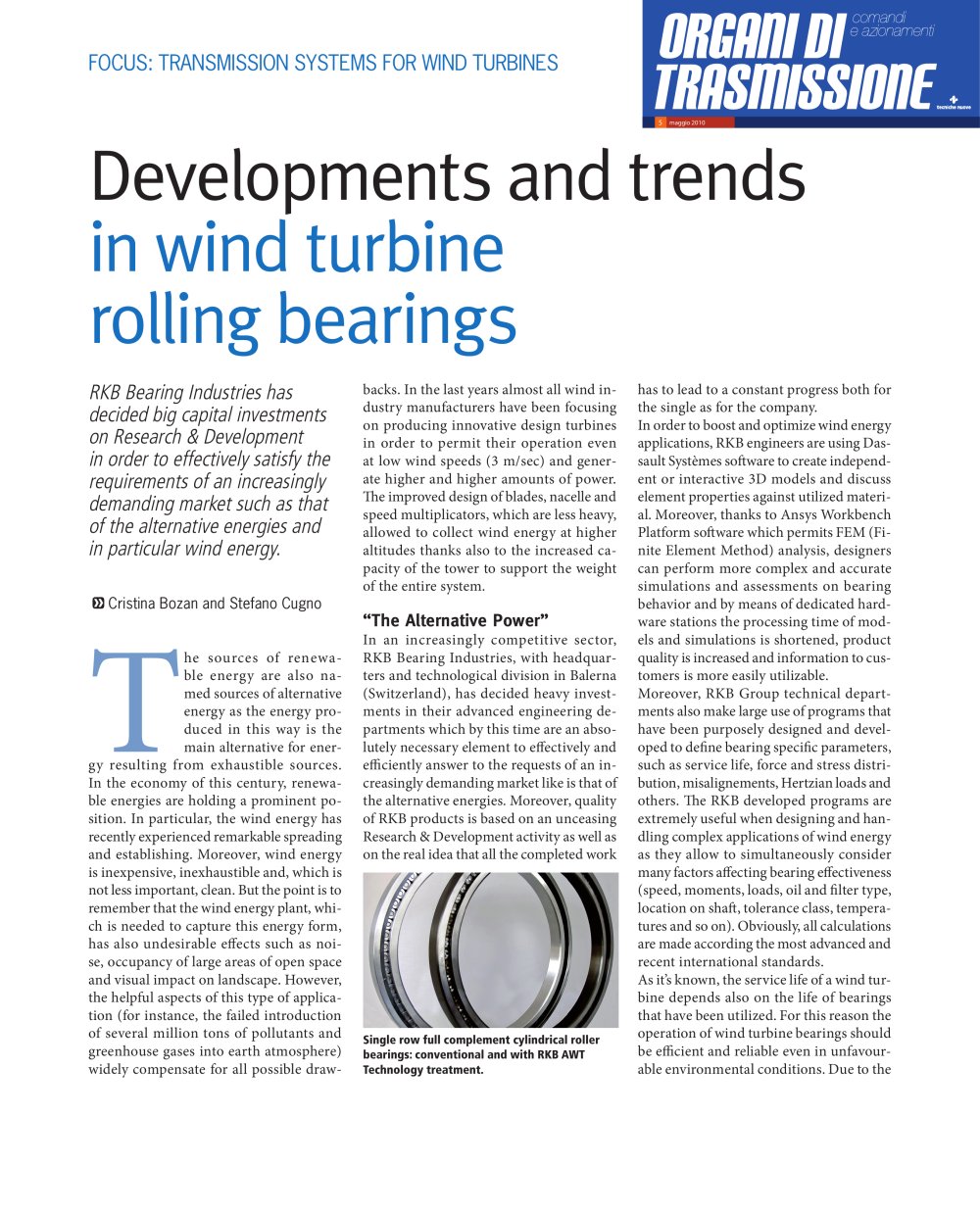 Developments and Trends in Wind Turbine Rolling Bearings - RKB Europe
