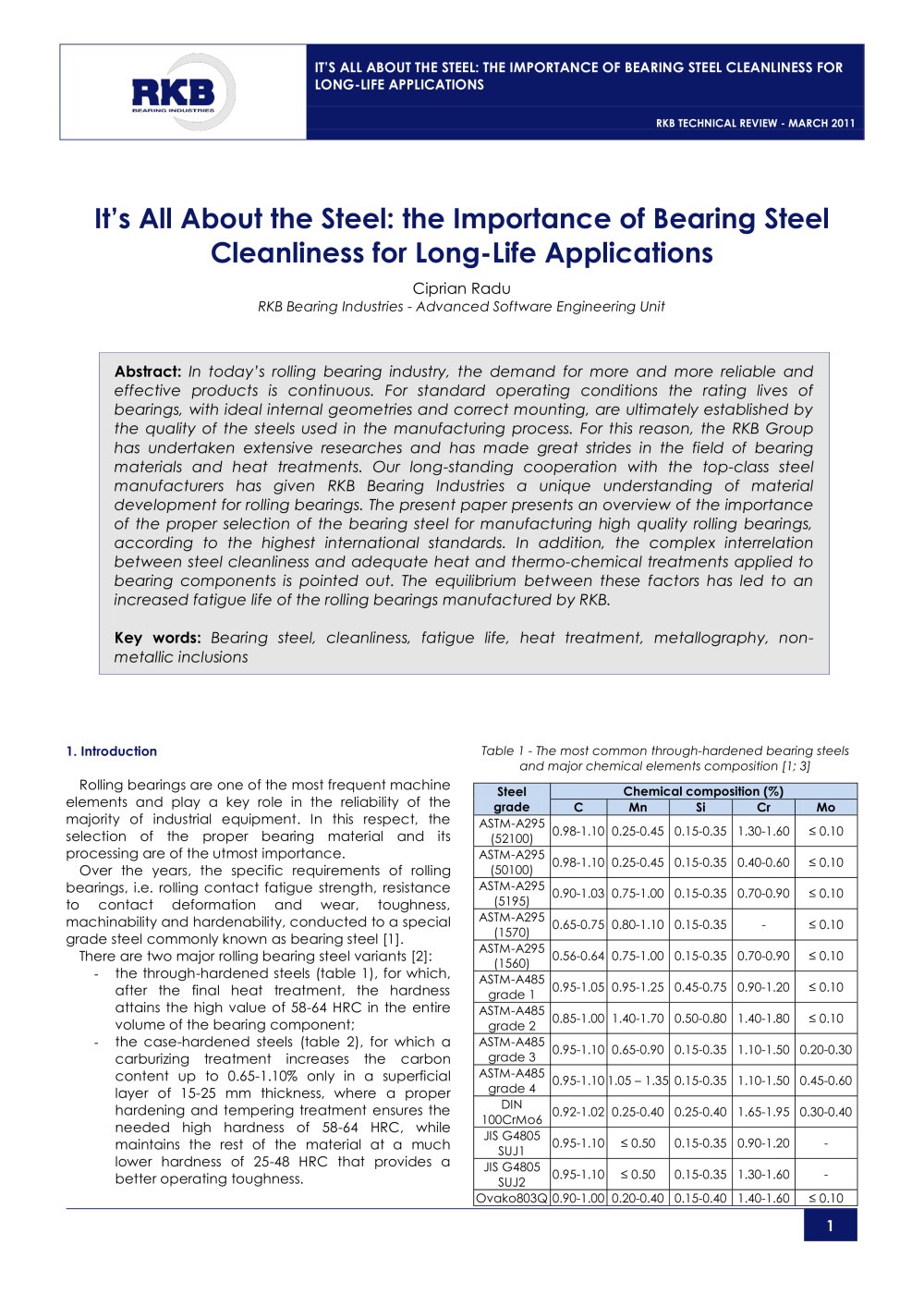 It�s All About the Steel: the Importance of Bearing Steel Cleanliness for Long-Life Applications - RKB Europe