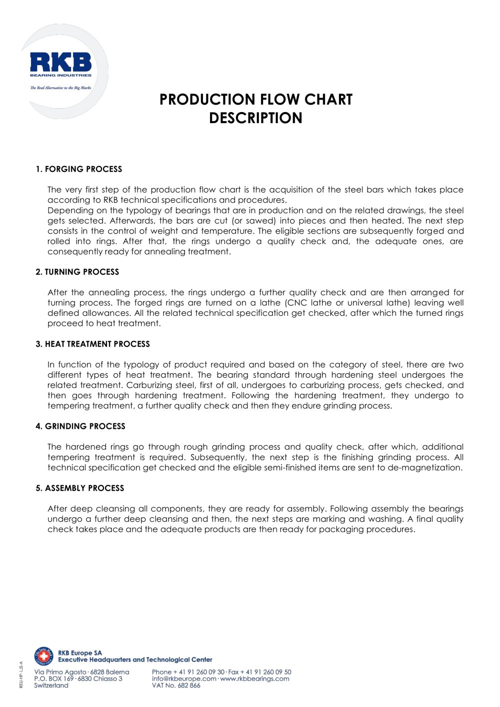 RKB PRODUCTION FLOW CHART DESCRIPTION - RKB Europe
