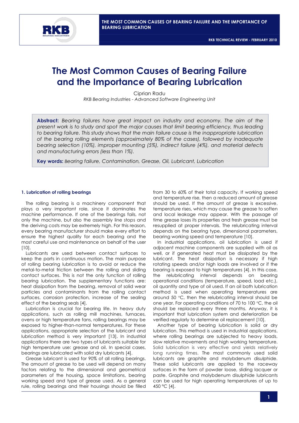 The Most Common Causes of Bearing Failure and the Importance of Bearing Lubrication - RKB Europe