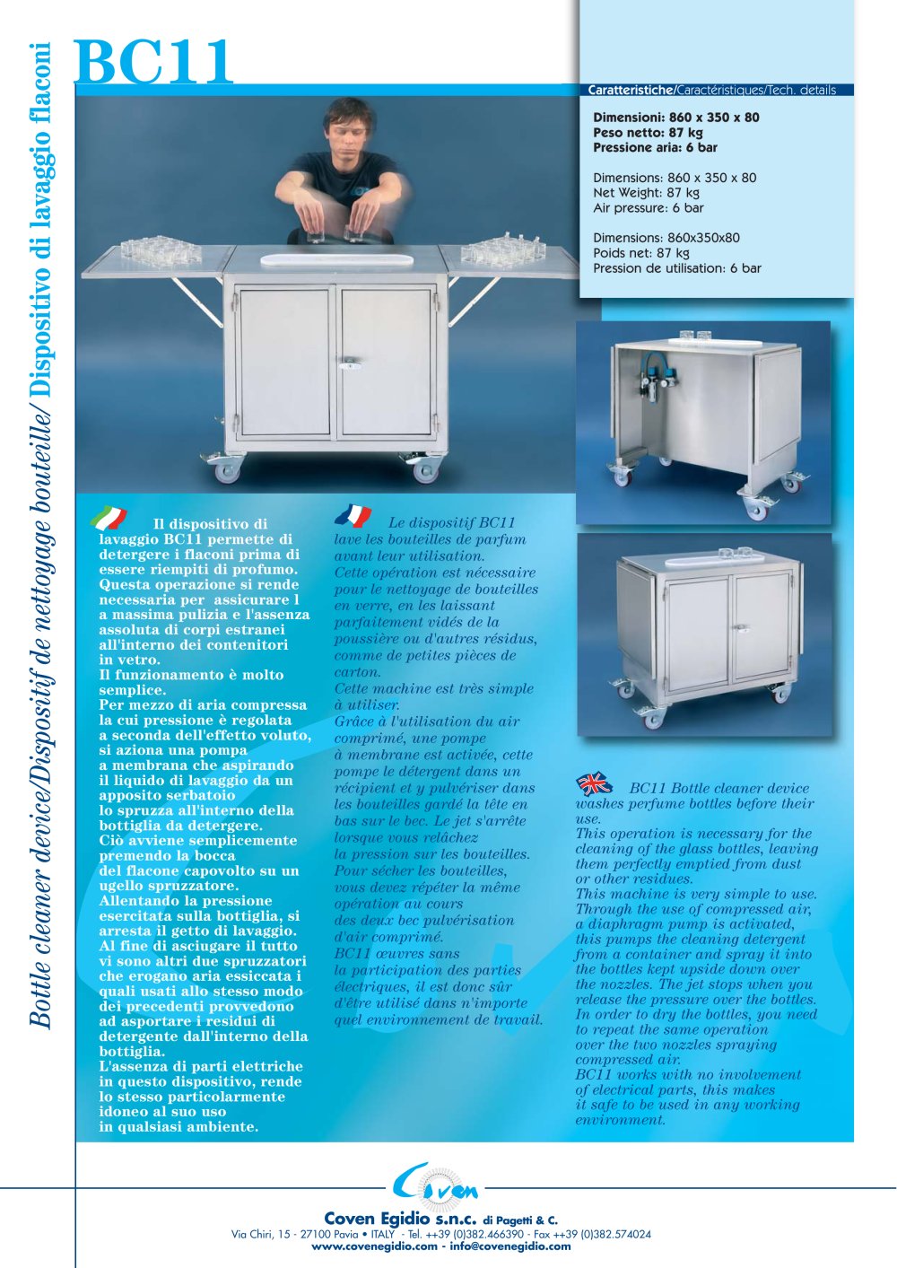 Bottle washing machine - BC11 - COVEN EGIDIO