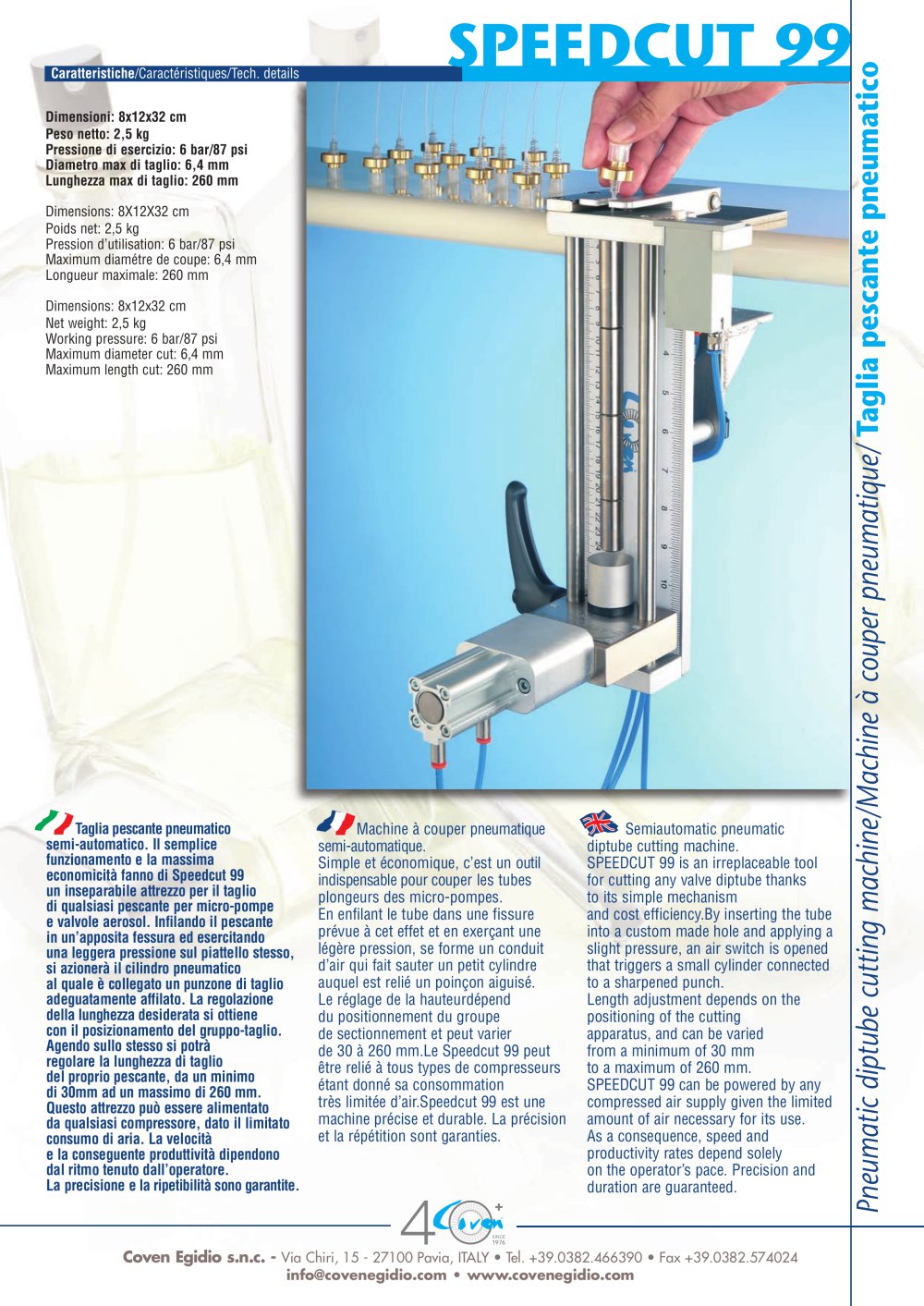 Diptube cutting machine - SPEEDCUT 99 - COVEN EGIDIO