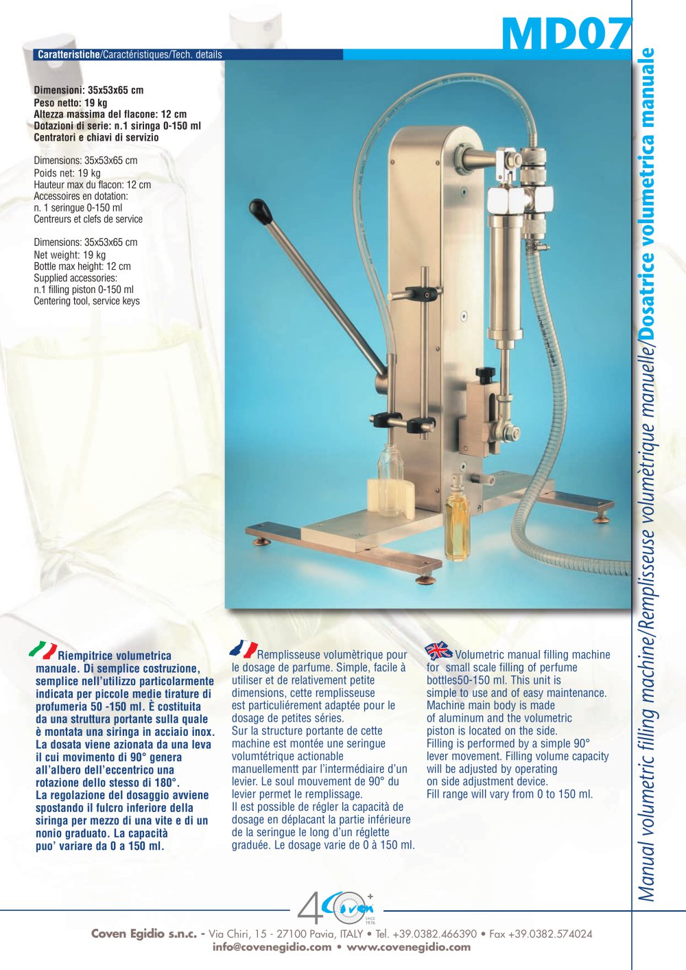 Manual filling machine - MD07 - COVEN EGIDIO