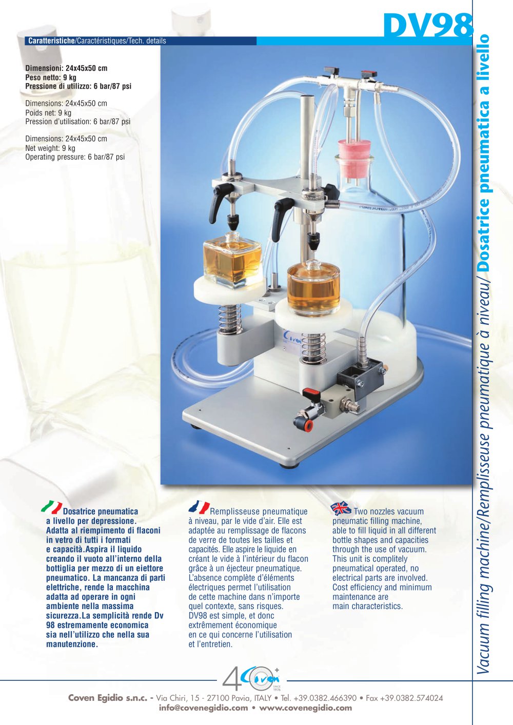 Pneumatic filling machine - DV98 - COVEN EGIDIO