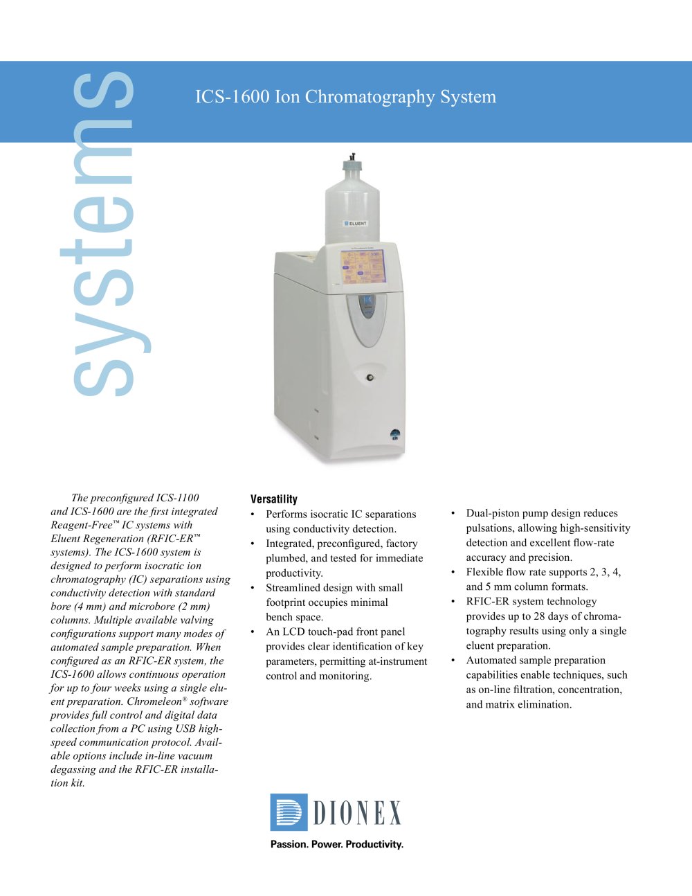 ICS-1600 Ion Chromatography System - Dionex