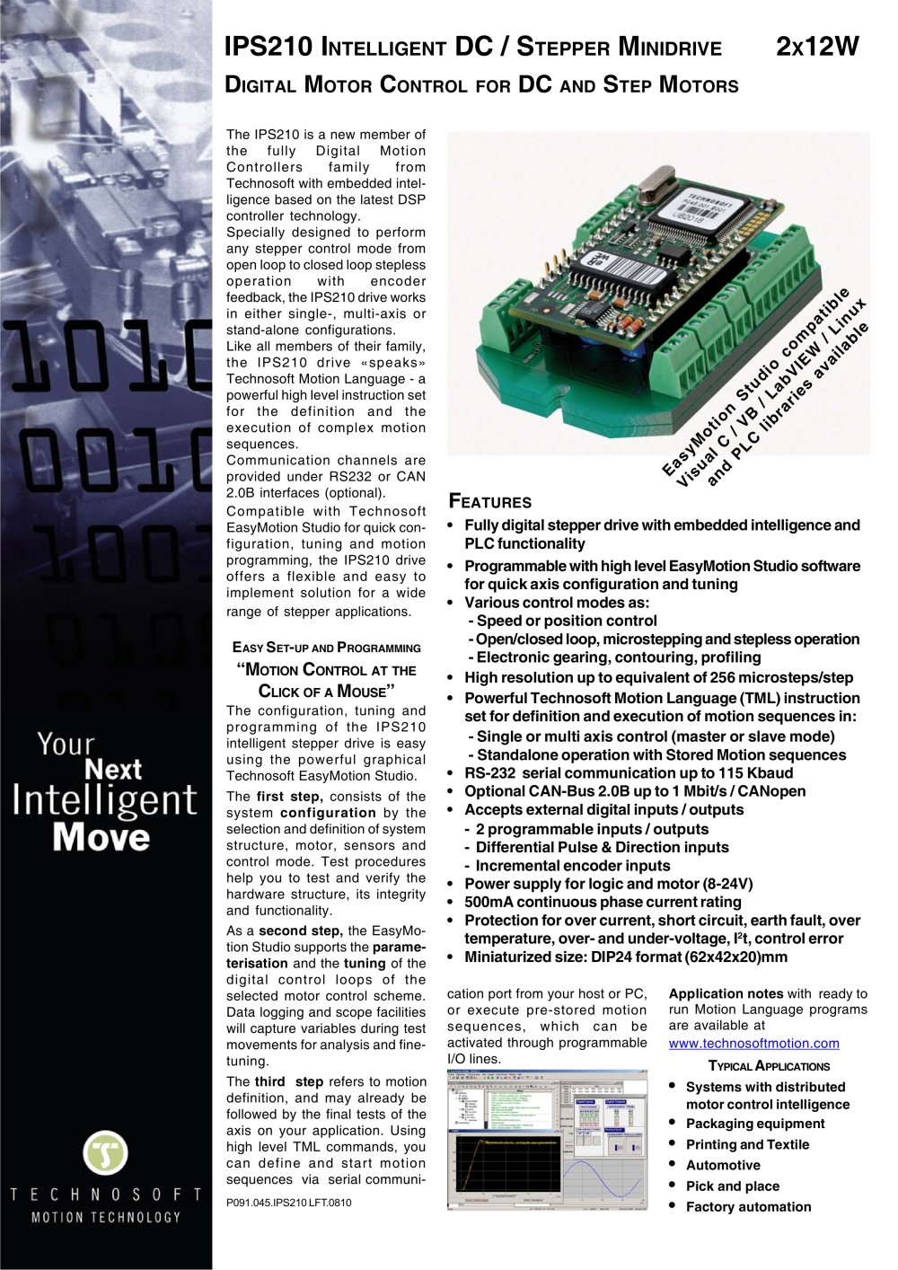 IPS210 INTELLIGENT DC / STEPPER MINIDRIVE - Technosoft