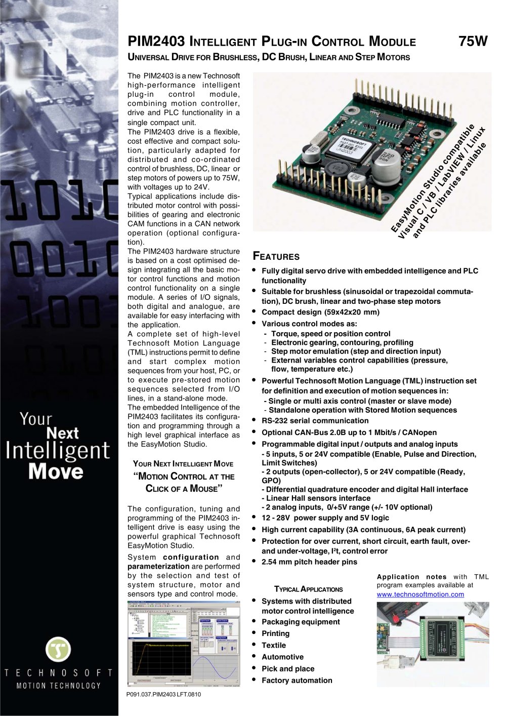 PIM2403 INTELLIGENT PLUG-IN CONTROL MODULE - Technosoft