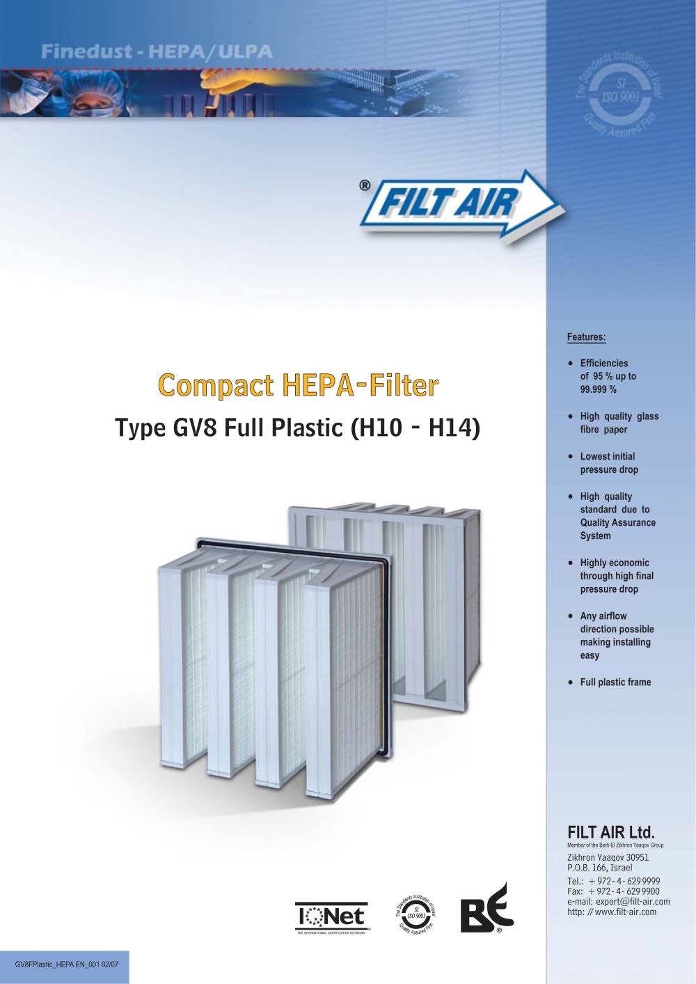 Type GV8 full Plastic ( H10 - H14) - FILT AIR