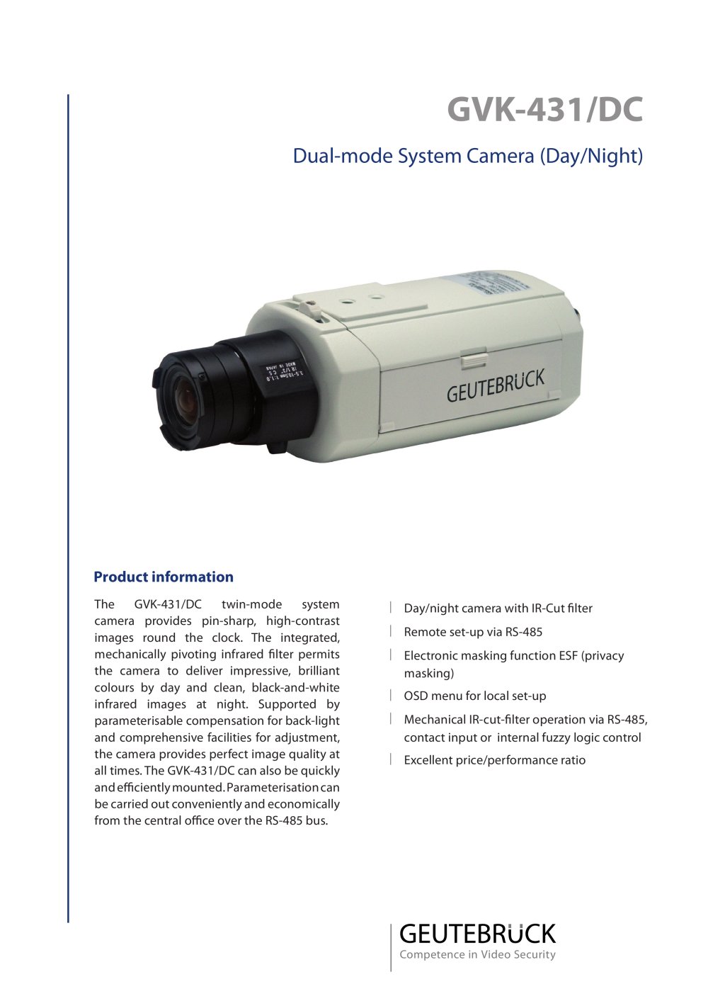 Dual-mode Cameras Day/Night GVK-431 - GEUTEBR&Uuml;CK