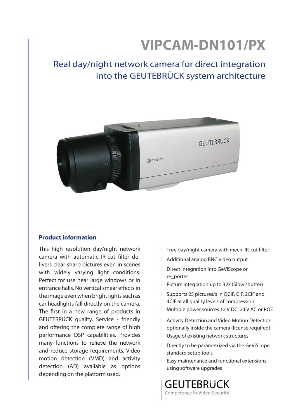 Network Cameras VIPCAM-DN101/PX - GEUTEBR&Uuml;CK