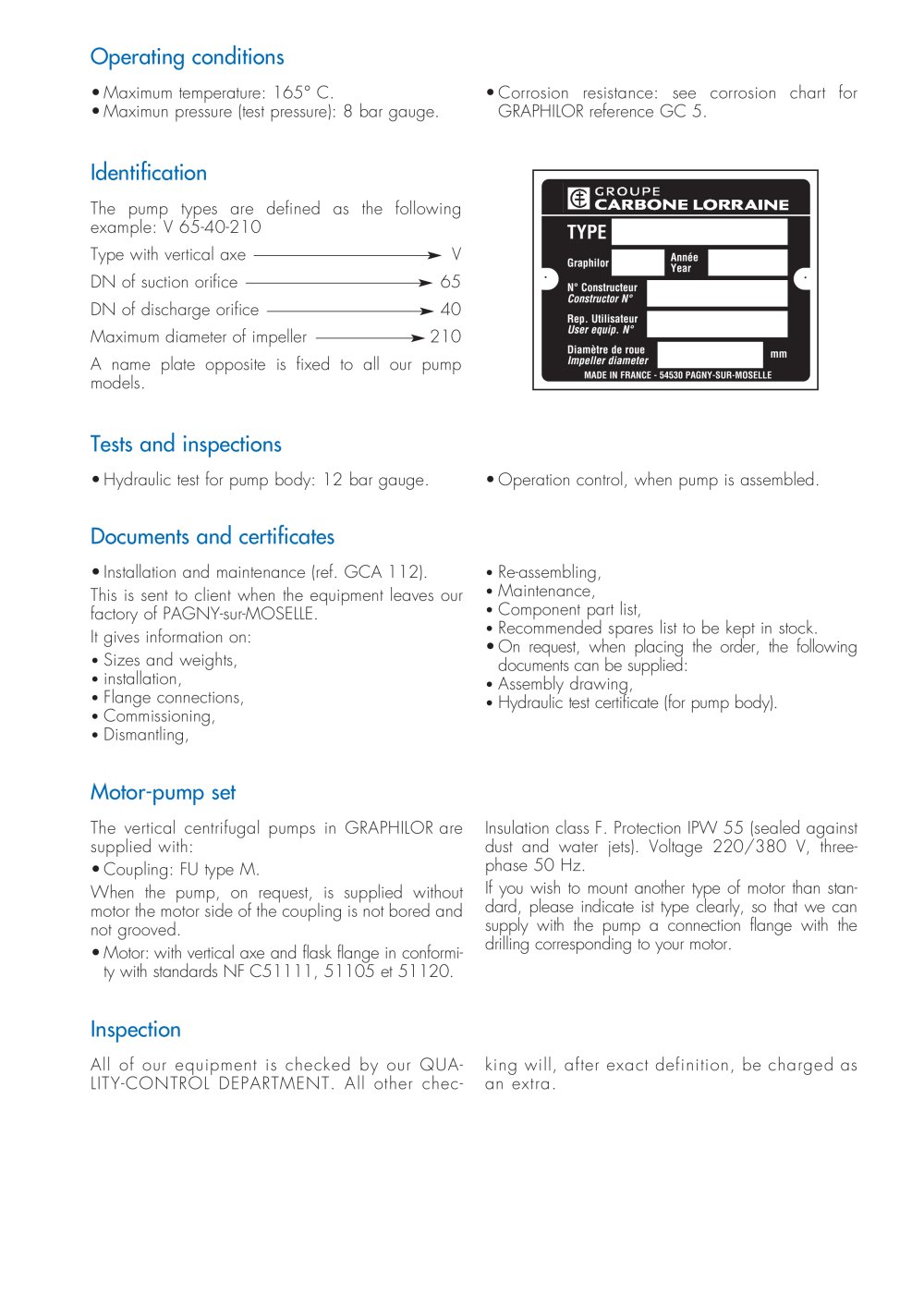 CARBONE LORRAINE Chemical Equipment - 2124