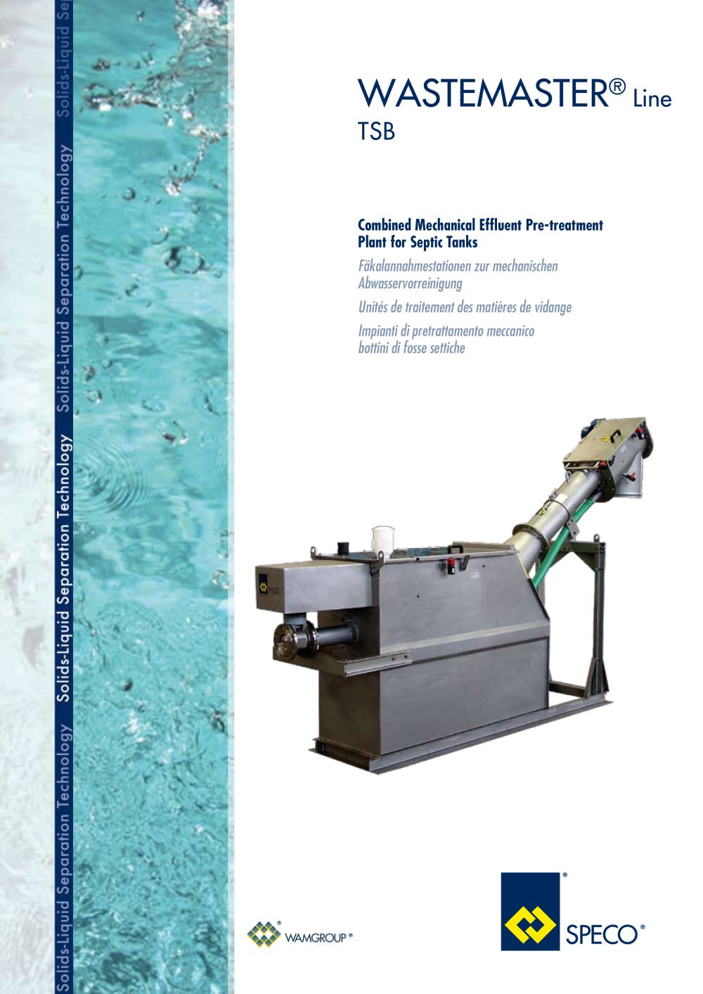 Combined Machinal Effluent Pre-Treatment Plant for Septic Tanks TSB Brochure - WAMGROUP S.p.A