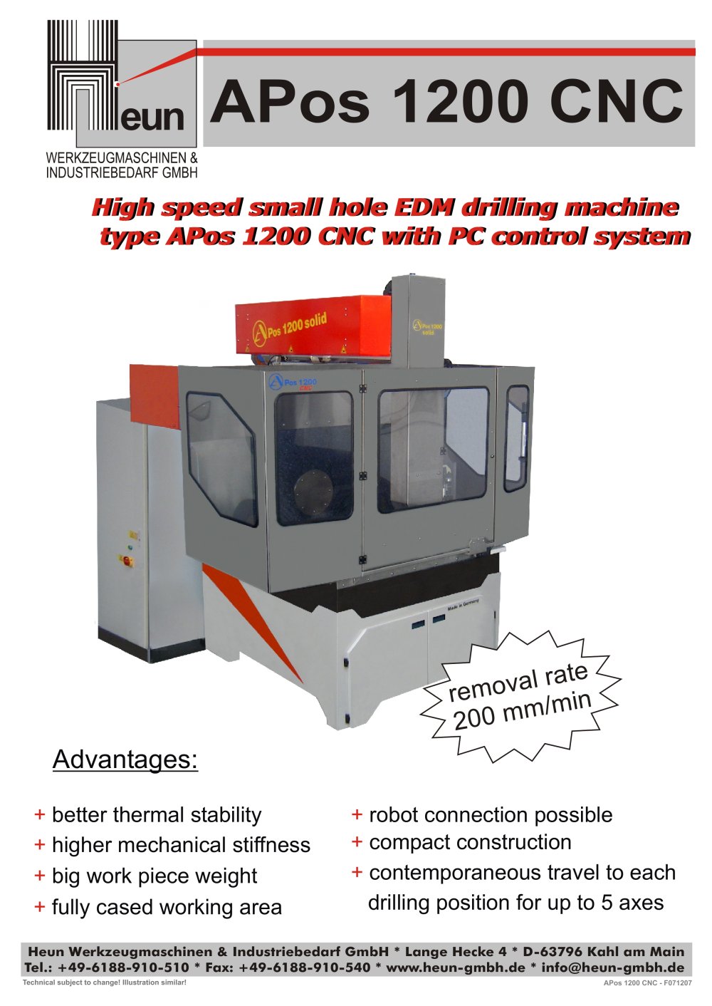 APos 1200 CNC  High speed small hole EDM drilling machine - Heun
